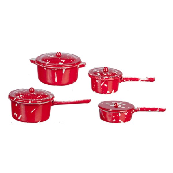 Dollhouse Miniature 1:12 Scale 8 Pc RED Spatterware Set #Ma2106r