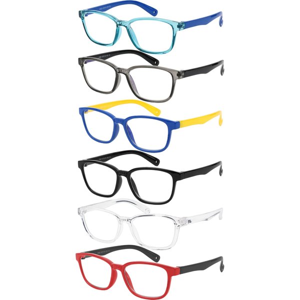 Yogo Vision Blue Light Blocking Glasses for Kids UV Protection Girls Boys Blue Light Glasses Anti Eyestrain (6 Pack)