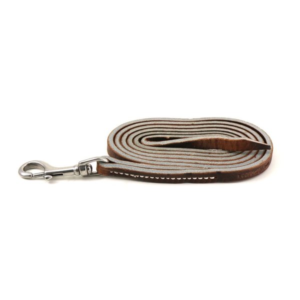 6' by 3/8" Obedience/Drag Leash - Brown w/Stainless Steel Hardware