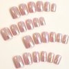 WAFOLOZE Acrylic Press on Nails Short Nails Press on, Chrome Press on Nails Square Fake/False Nails with Glazed Donut Press ons Designs Artificial Nails Stick on Nails for Women 24Pcs