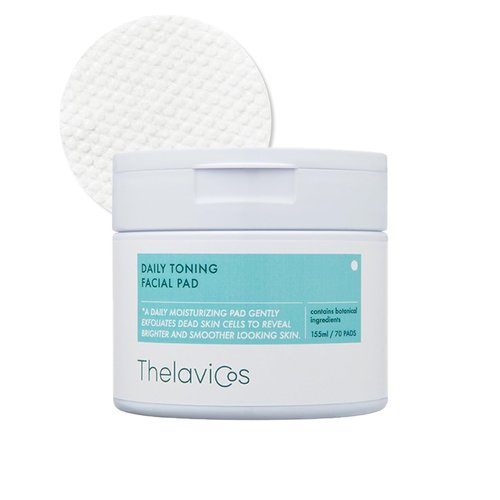 ThelaviCos Daily Toning Facial Pad | Soothing toner pad with Cica for mild exfoliation and sebum control, fresh & light texture, no fragrances | Korean Skincare for sensitive skin (70 Pads)
