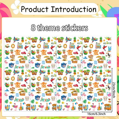 Wxiben Summer Temporary Tattoo Kids - 200+ Hawaiian Luau Themed Tattoos Summer Beach Pool Party Favors Tropical Decorations Supplies Hawaii Aloha Waterproof Tattoos Stickers Gifts for Boys Girls