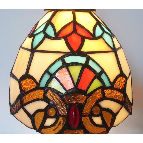 HMJ8038 Tiffany Lamps Colored Glass Shade Bead Light Table lamp Chandelier Dual Purpose (4S-1L4F-AW0E)