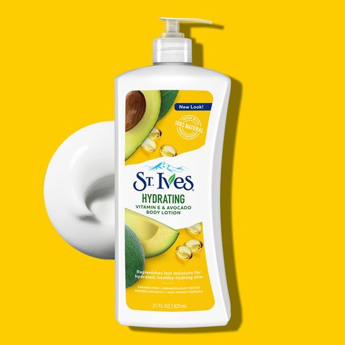 St. Ives Hydrating Hand & Body Lotion Moisturizer for Dry Skin Vitamin E & Avocado Made with 100% Natural Moisturizers 21 oz