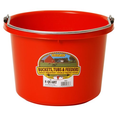 Little Giant P8RED Dura Flex Plastic Bucket for Livestock, 8-Quart, Red