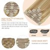 Clip in Hair Extensions 120g Dark Blonde Highlighted Bleach Blonde Clip in Hair Extensions Real Human Hair 8PCS Straight Double Weft Human Hair Clip in Hair Extensions(18/613,14inch)
