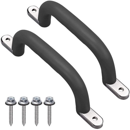 Dolibest Set of 2 Non-Slip Solid Playground Safety Handles, Swing Set Kids Safety Hand Grips for Playset, Climbing Frame, Play House, Indoor Monkey Bars & Treehouse Accessories, Black, 10"