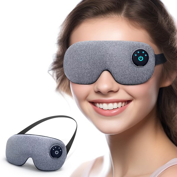 Ewarmer Cordless Heated Eye mask for Dry Eyes, Sleep Eye mask, USB Rechargeable Heating Eye Pad with Battery Indicators, Electric Warm Eye Compress for Relief Stye, Gift for Women Men (Grey)