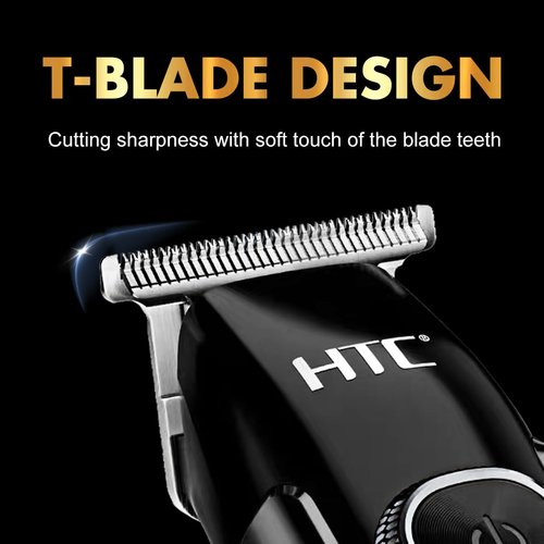 HTC Hair Clippers, Cordless Hair Cutting Kit with Titanium precision LED Display Adjustable Speeds Haircutting Clipper for Home Barber (black)