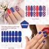 JERCLITY 6 Sheets 4th of July Nail Wraps for Women Independence Day Nail Polish Strips Patriotic Nail Strips Self-Adhesive Nail Stickers with Nail File for Memorial Day（4th of July-c）