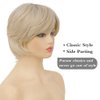 Tseses Short Blonde Wigs with Bangs for Women Natural Layered Fluffy Daily Synthetic Hair Wig(Blonde and Dark Roots)