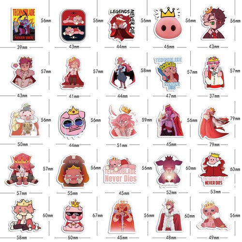 100Pcs Technoblades Game Pink Pig Cute Vinyl Cartoon Stickers for Kids Girls Boys Teens Adults for Water Bottles Laptop Phone Journaling for Birthday Party Supplies Halloween Decoration Favors