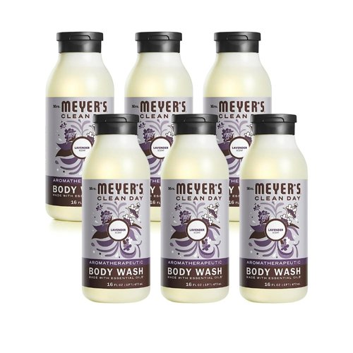 MRS. MEYER'S CLEAN DAY Body Wash, Lavender 16 Fl Oz (Pack of 6)