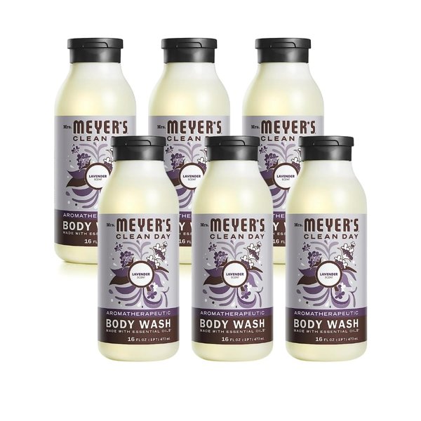 MRS. MEYER'S CLEAN DAY Body Wash, Lavender 16 Fl Oz (Pack of 6)