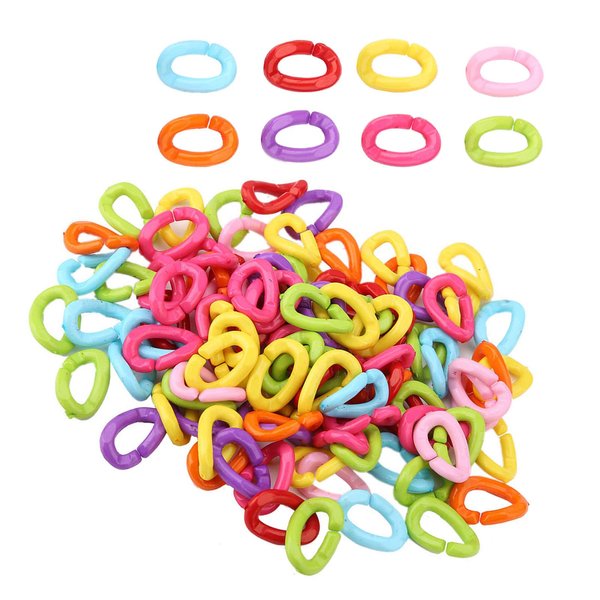100Pcs Plastic Bird C Clips Hooks, Plastic Chain Links Toy Chain Links DIY Toys Mix Color Premium Material, Bright Colors Bulk DIY Easy to Slip and Move