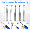 PNECK Soldering Iron Kit, 80W Soldering Iron Pen with Adjustable Temperature, LCD Display, ON/OFF Switch, 5 Tips, Solder Wire, Stand with Sponge, Pump, Paste, Tweezer, Blue