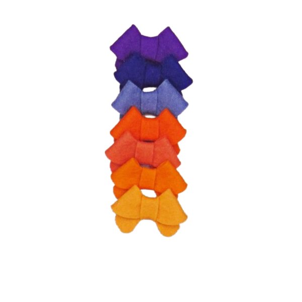 Set of 7 Purple & Orange Felt Bows Alligator Clip or French Barrette (Alligator Clip Right)