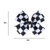 2Pc Racing Checkered Flag Hair Bow Clips 4 inch Girls Women Black White Buffalo Plaid Ribbon Pigtail Bow Barrettes Race Fan Hair Accessories Car-Themed Birthday Party Gift