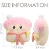 ARELUX Funny Toast Sliced Bread Pillow,Pink Bread Shape Pink Plush Hugging Pillow with Red Scarf,Soft Strawberry Food Sofa Cushion for Home Decor,Plush Toy Gifts for Kids Birthday(17.7in)
