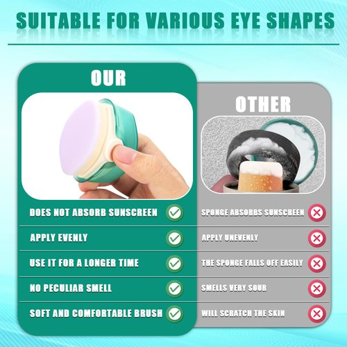 2pcs Sunscreen Applicator, Portable Sunscreen Brush Body Makeup Foundation Sunblock Buddy Brush Set for Kid Children & Body Makeup (Light Green)