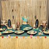Fovths Luau Grass Table Skirt Natural 9 Feet x 29.5 Inch Hawaiian Table Skirt for Tropical Hawaiian Party Decorations Luau Party Costume Party, Straw Yellow