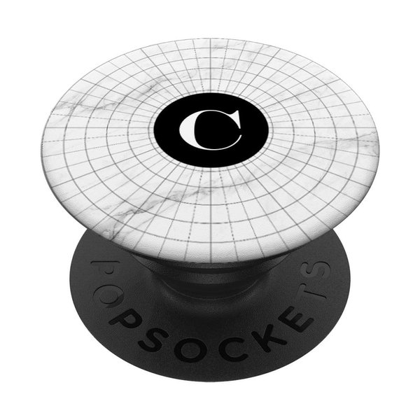 Cell Phone Pop Out Holder,White and Black Spiderweb Letter C PopSockets Grip and Stand for Phones and Tablets