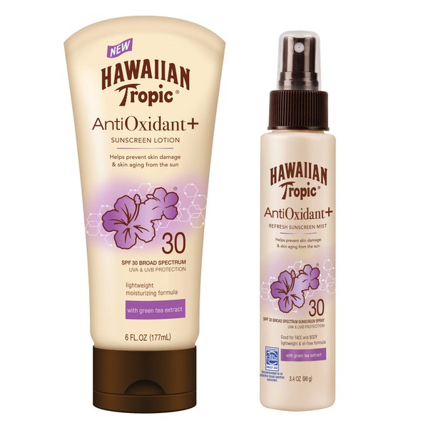 Hawaiian Tropic SPF 30 Broad Spectrum Sunscreen, AntiOxidant Sunscreen Pack with 6oz Sunscreen Lotion and 3.4oz Sunscreen Mist