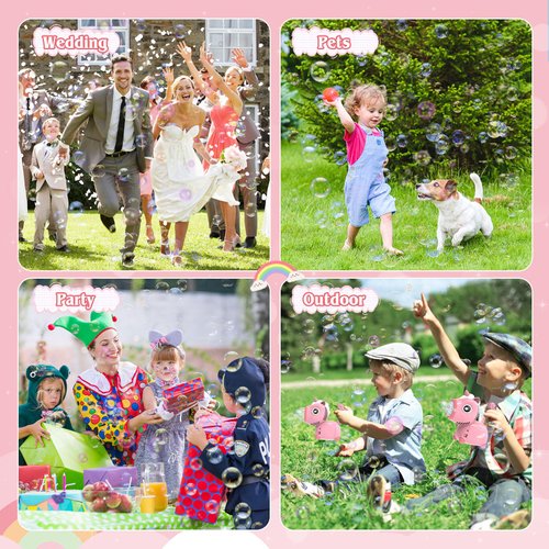 Bubble Machine, Bubble Gun for Toddlers Kids Age 3 4 5 6 7 8, Automatic Bubble Machine Gun for Parties Indoor Outdoor, Unicorn Bubble Wand with Lights, Small Bubble Maker Toys Gifts for Boys Girls