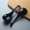 Asian Soup Spoons - YFWOOD 6.75 Inch Ceramic Ramen Spoon,Black Chinese Soup Spoons,With Deep Oval Hook Design,Perfect for Pho,Wonton,Dumpling And Miso Soups,Set Of 6