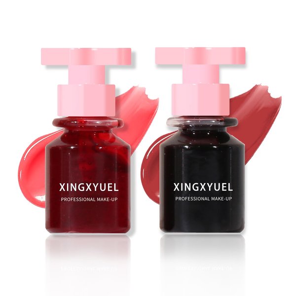 2PCS Lip Tint Lip Stain Set, Velvet Lip Gloss Water Lip Tint Stain Multipurpose Liquid Lipstick Lip Stain Long Lasting Waterproof, Non-Sticky, Lip & Cheek Tint Tinta Para Labios Lip makeup - Set C