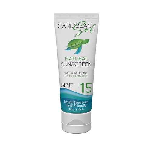 Caribbean Sol - Sol Guard Natural Sunscreen with Non-nano Zinc Oxide - Biodegradable Broad Spectrum Travel Size Reef Safe Sunscreen Moisturizer Sun Cream SPF 15, 4oz.