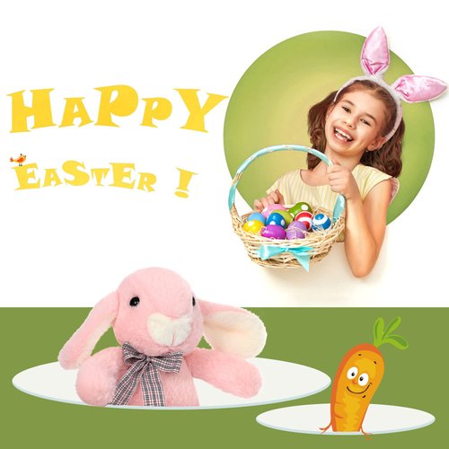 BENINY Easter Bunny Stuffed Animal in 3 Colors, Cute Stuffed Bunny Plush Toys Gift for Girls Kids,14 Inches (Grey/White/Pink)