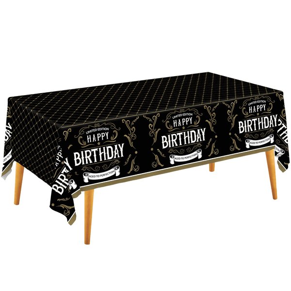 Aged to Perfection Birthday Party Supplies Disposable Tablecloth Plastic Waterproof Table Cover for 90th 80th 70th 60th 50th 40th 30th Birthday Party Decorations, 3 Pack 54X108inch