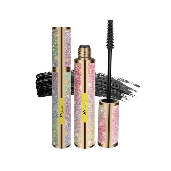4D Silk Fiber Black Waterproof Mascara Natural Lengthening Thickening Lash Mascara No Clumping Smudge-proof Mascara Lasting All Day,0.7 Fl Oz (Pack of 1)
