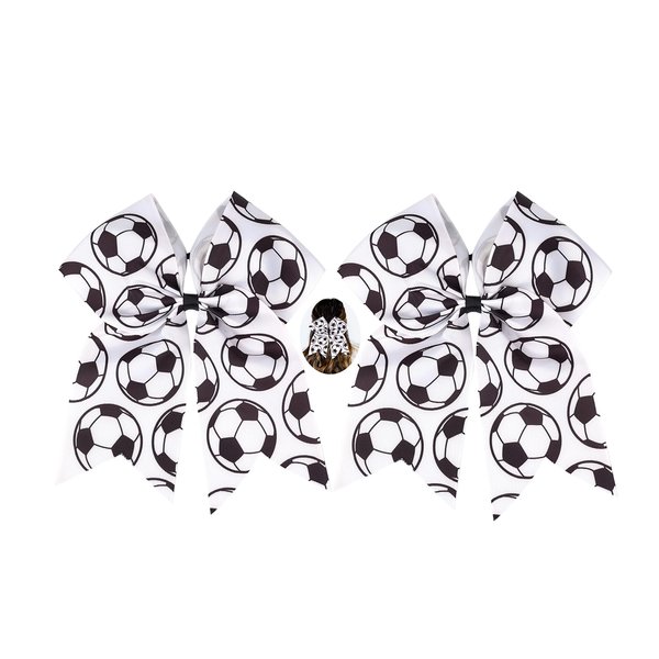 Soccer Sport Bows Hair Ties Soccer Hair Bands Ponytail Holders Soccer Sport Hair Accessories Soccer Bows for Girls Players Teams(FQ1) (White)