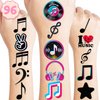 (96PCS) Music Note Notes Musical Motivational Temporary Tattoos Birthday Themed Party Supplies Decorations Favors Cute Instrument Stickers Tattoo Gifts for Kids Girls Boys Decor Class Reward Christmas