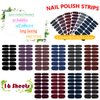 SILPECWEE 16 Sheets Dark Nail Wraps Solid Color Nail Polish Stickers for Women Self Adhesive Nail Polish Strips Gel Nail Strips Fingernail Sticker Nails for Women with 1pc Nail File