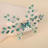 BERYUAN Green Crystal Rhinestone Hair Comb Teardrop Rhinestone Wedding Headpiece Silver Green Crystal Wedding Comb for Women Silver Bridal Headband for Wedding