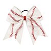 NEW "BASEBALL Glitter Leather" Cheer Bow Pony Tail 7 Inch Girls Hair Cheerleading White Softball Game Team Sports Grosgrain Ribbon
