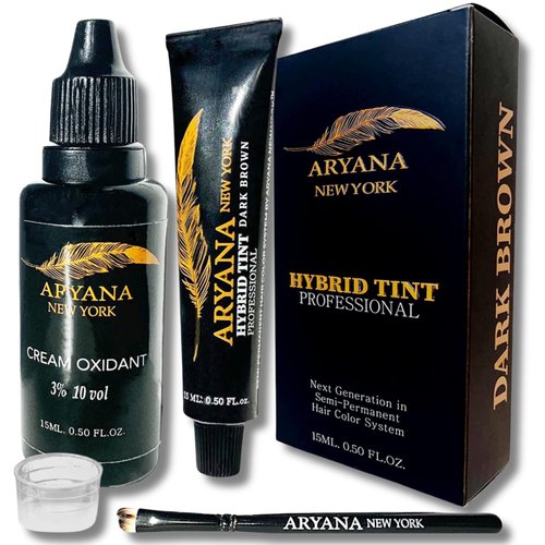ARYANA NEW YORK Hybrid Color Professional Kit | For Professional Spot Coloring | Cream Hair Color With Natural Effect (DARK BROWN)