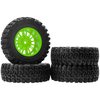 4Pcs HIRCQOO 1.9" RC Crawler Tires OD 90mm Rubber Tire and Plastic Wheel Rims 12mm Hex Compatible with 1/10 Axial SCX10 D90 Tamiya CC01 TF2 TRX4 RC Crawler (Green)