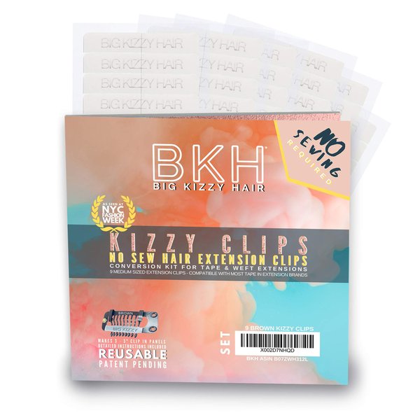 DIY Clip In Hair Extensions Kit - Convert Tape In Human Hair Extensions into Custom Clip in Set - Snap Clips, No Sewing Required - Kizzy Clips (Brown) by Big Kizzy