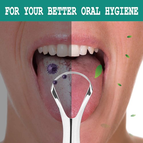 RONAVO Metal Tongue Scraper for Adults(3 Pack) with Travel Case for Oral Care, Reduce Bad Breath, Professional 100% Stainless Steel Tongue Cleaners for Adults, Easy to use & Clean