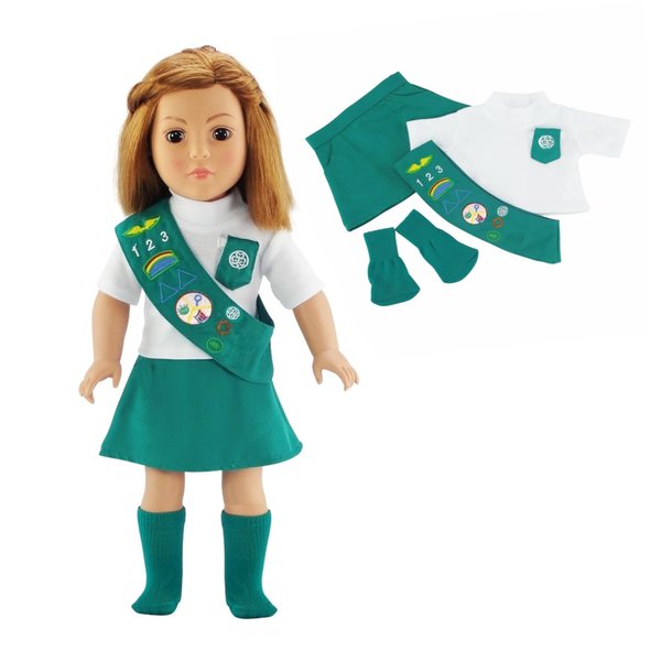 Emily Rose 18 Inch Doll Jr Junior Girl Scout Inspired Uniform Clothes Outfit | Officially Licensed by Girl Scouts of The USA | Gift-Boxed! | Doll NOT Included