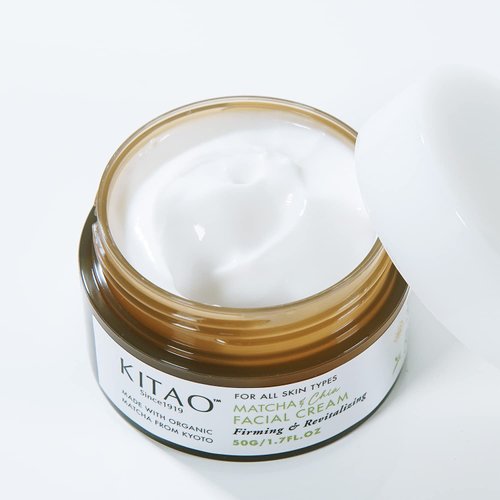 KITAO Matcha Facial Cream Moisturizer from Japan, Organic Day & Night Cream Anti Aging Skincare for Women & Girls, 1.7 fl oz/50g