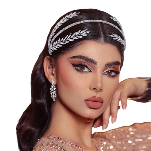 JHOO Bridal Headband Wedding Hair Accessories-Rhinestone-Wheat Spike Double Layer Handmade - (silver)