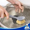 MR.SIGA Dish Brush with Bamboo Handle Built-in Scraper, Scrub Brush for Pans, Pots, Kitchen Sink Cleaning, Pack of 2