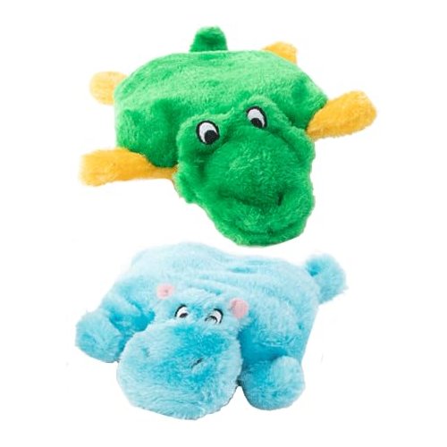 Dog Toy Squeakie Pad 2 Pack Hippo Alligator