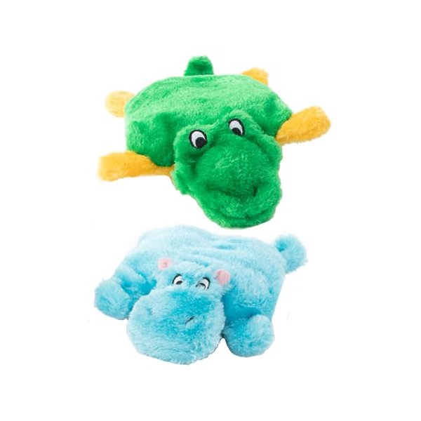 Dog Toy Squeakie Pad 2 Pack Hippo Alligator