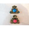 Generic small mini metal jeweled antique bronze hair claw clip Set D (Primary color: Pink), 1 Count (Pack of 1)